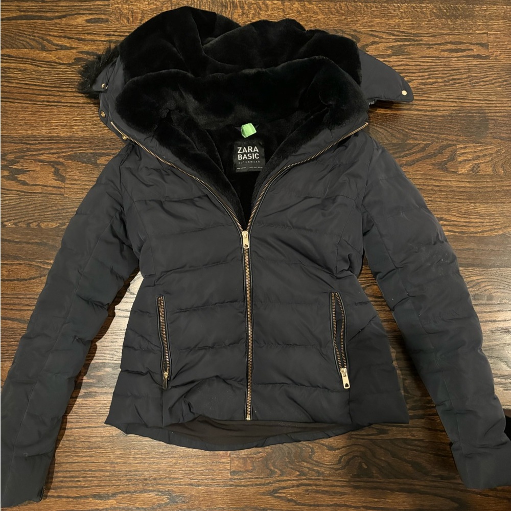 Zara coat - washed out black with gold hardware. Well loved; in great condition!